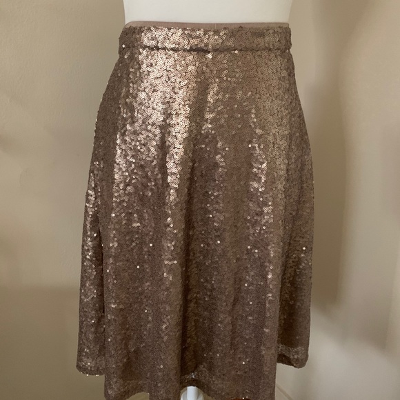 Copper rose gold ann Taylor sequin a line skirt - Picture 2 of 8